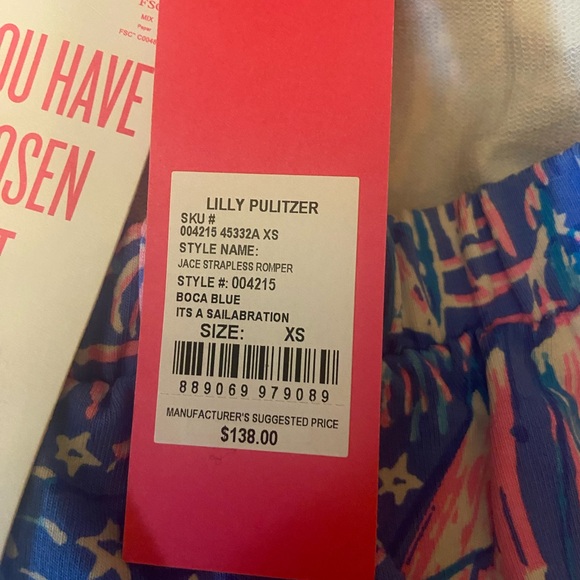Lilly Pulitzer Jace Strapless Romper in Boca Blue Sailibration, Size XS. NWT - Picture 7 of 7